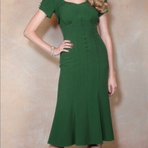 Stop Staring Dresses & Skirts - Stop Staring! 40s Vintage Green Pencil Dress Small